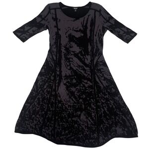 Simply Vera Vera Wang Womens Black Grey Abstract Knit‎ Fit Flare Dress Medium